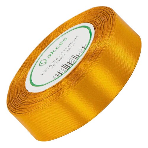 Wstążka satynowa ciemna złota 25mm - 32mb #1