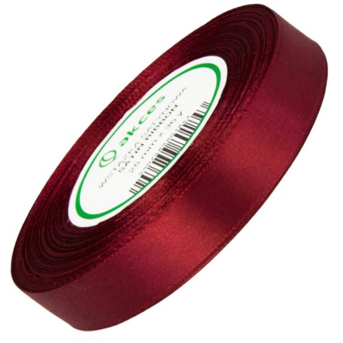 Wstążka satynowa ciemna czerwona 25mm - 32mb #1
