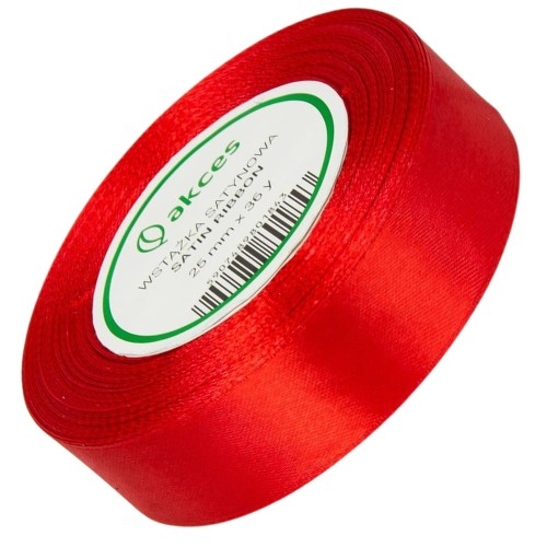 Wstążka satynowa czerwona 25mm - 32mb #1