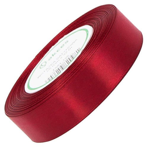 Wstążka satynowa ciemna czerwona 25mm - 32mb #1