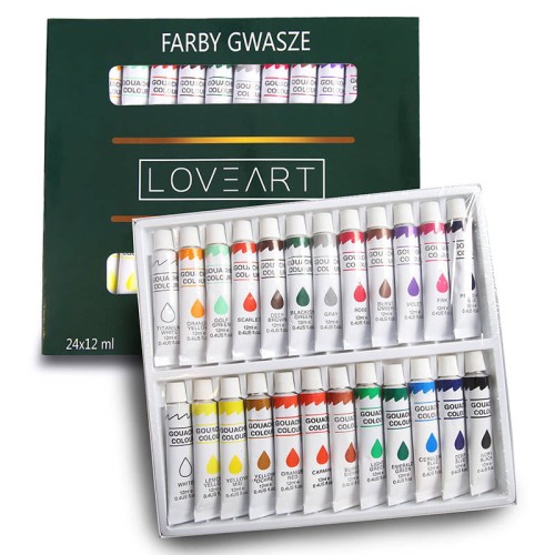Farby Gwasze LOVEART 24 kolory x 12 ml - Gouache do malowania #1