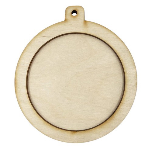 Drewniana ozdoba zawieszka bombka drewniana z ramką 12cm #1