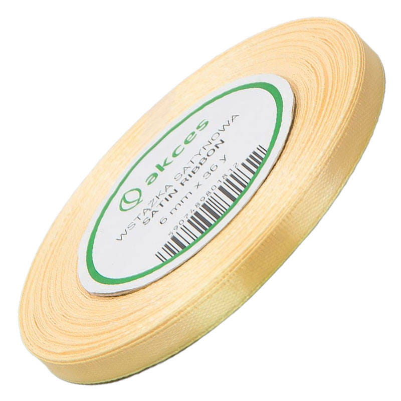 Wstążka satynowa jasna żółta 6mm - 32mb #1