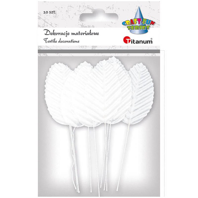 Liście materiałowe na druciku białe #1