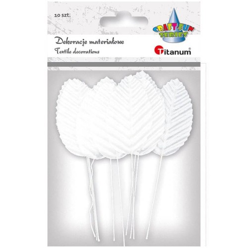 Liście materiałowe na druciku białe #1