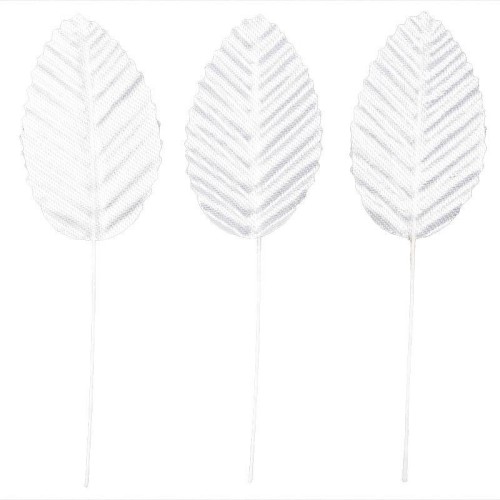 Liście materiałowe na druciku białe #2