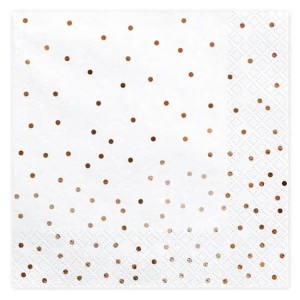 Serwetka 33x33cm - Biała w złote kropki #1