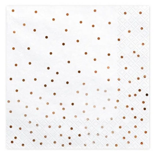 Serwetka 33x33cm - Biała w złote kropki #1
