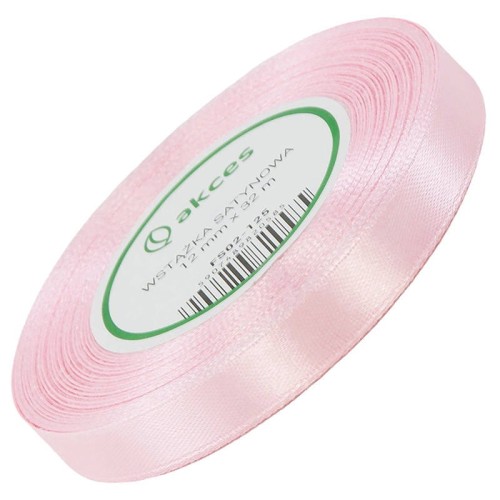 Wstążka satynowa pudrowa różowa  12mm - 32mb #1