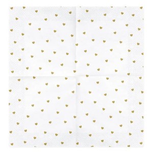 Serwetka 33x33cm - Biała w złote serca #2