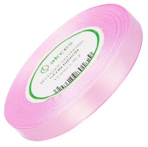 Wstążka satynowa różowa 12mm - 32mb #1