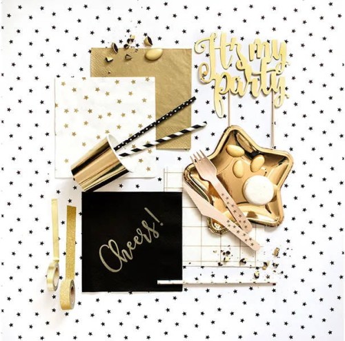 Serwetka 33x33cm - Biała w złote gwiazdki #2