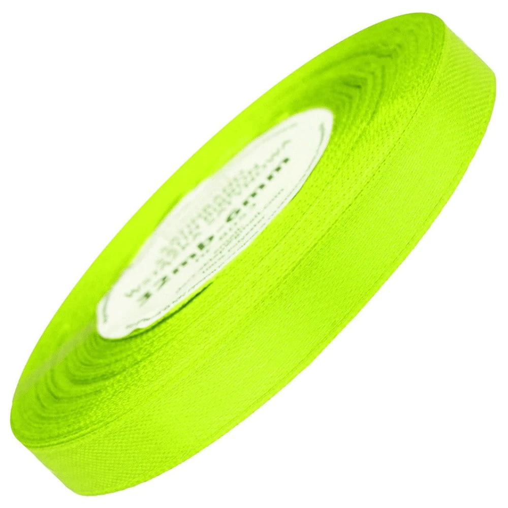Wstążka satynowa neonowa zielona 12mm - 32mb #1