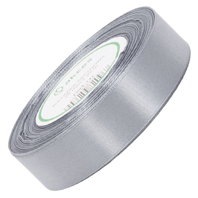 Wstążka satynowa ciemna srebrna 25mm - 32mb #1