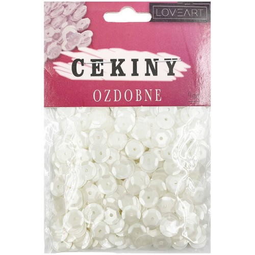Cekiny okrągłe matowe 9mm 15g - Loveart - białe #2