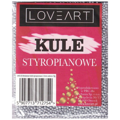 Kulki styropianowe brokatowe 2-3mm 10g - srebrne #2