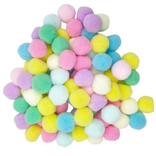 Pompony poliestrowe 15mm 80 szt - Loveart - mix pastelowy #1