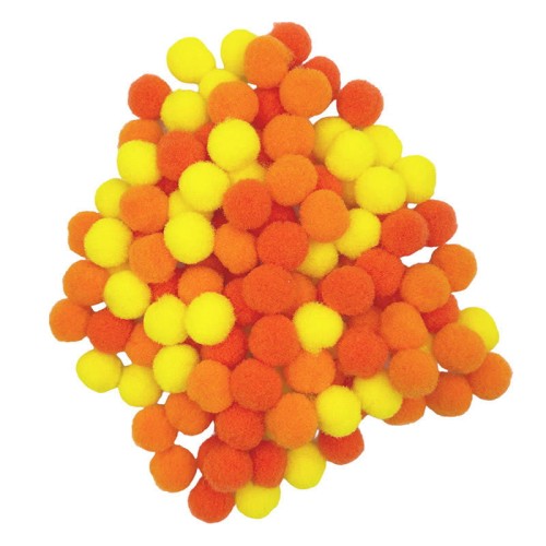 Pompony poliestrowe 10mm 120 szt - Loveart - mix żółto-pomarańczowy #1