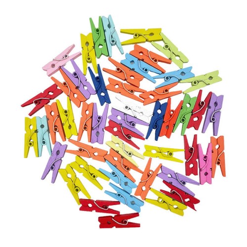 Spinacze drewniane, klamerki multikolor 2,5cm 50szt - Loveart #1