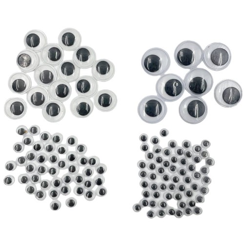 Ruchome oczka czarne mix rozmiarów - 130szt - Loveart #1