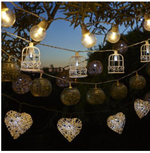 Świecące serca ratanowe led - naturalne #2