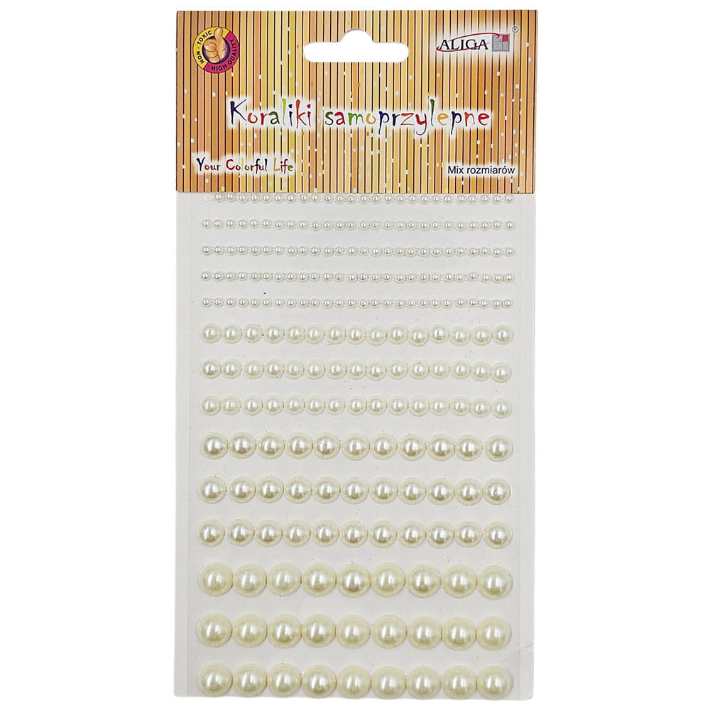 Perełki samoprzylepne ecru mix rozmiarów - 235 szt #1