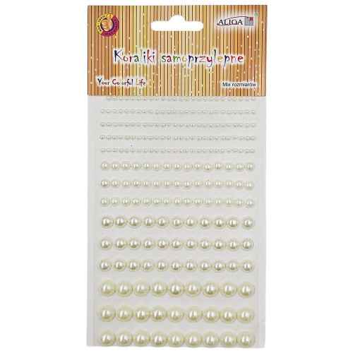 Perełki samoprzylepne ecru mix rozmiarów - 235 szt #1