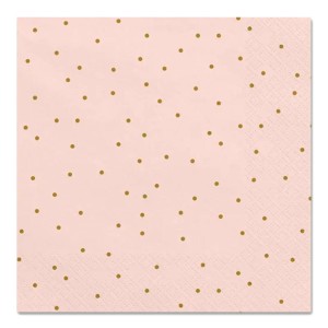 Serwetka 33x33cm - Różowa w złote kropki #1