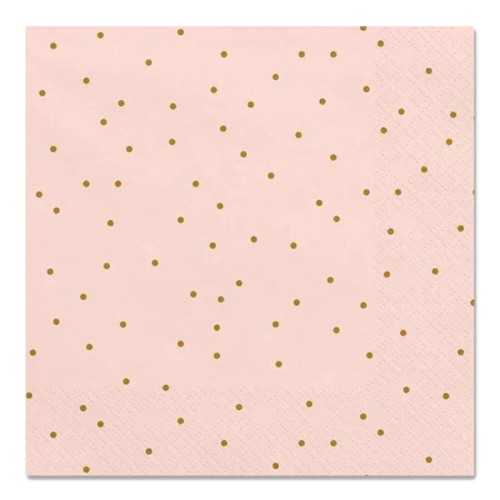 Serwetka 33x33cm - Różowa w złote kropki #1