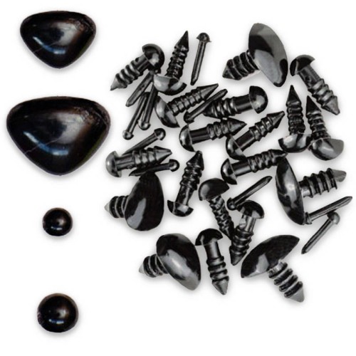 Oczka i noski plastikowe Czarne 30szt. - mix rozmiarów #1