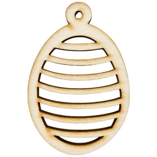 Jajko drewniane zawieszka 7cm - Decor w prążki #1