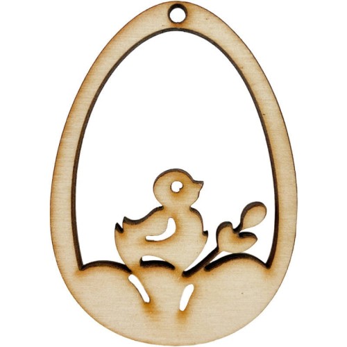 Jajko drewniane zawieszka 7cm - Decor kurczaczek #1