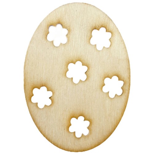 Jajko drewniane 7cm - z kwiatkami #1