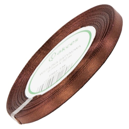 Wstążka satynowa brązowa 6mm - 32mb #1