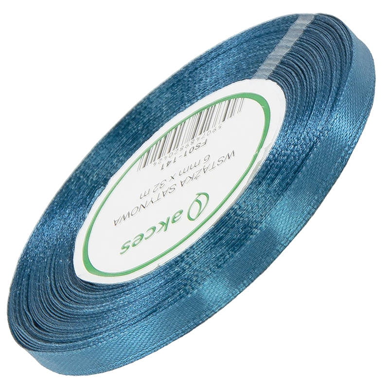 Wstążka satynowa niebieska 6mm - 32mb #1