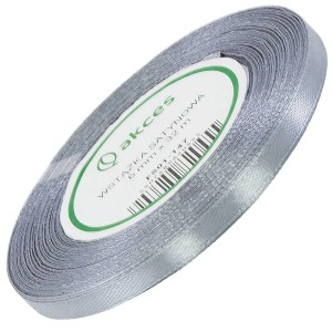 Wstążka satynowa ciemny srebrny 6mm - 32mb #1