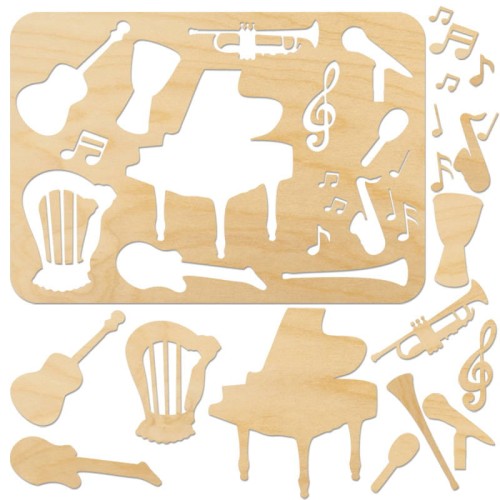 Szablon malarski Instrumenty 19 elementów - 20 x 28cm #1