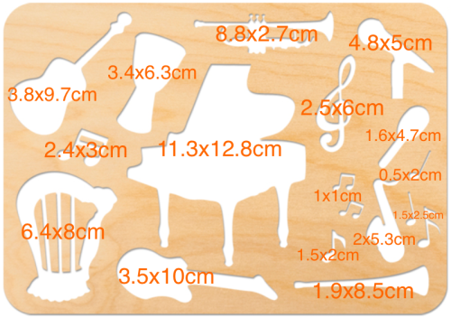 Szablon malarski Instrumenty 19 elementów - 20 x 28cm #2