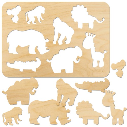 Szablon malarski Dzikie zwierzęta 9 elementów - 20 x 28cm #1