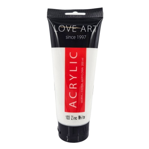 Farba akrylowa LoveArt 200ml - 103 Zinc White - biel cynkowa #1