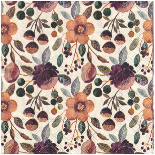 Serwetka 33x33cm - Violet floral pattern kwiaty #1
