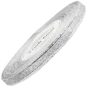 Wstążka brokatowa 6mm 22m - Srebrna #1
