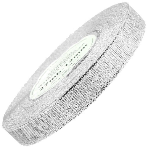 Wstążka brokatowa 12mm 22m - Srebrna #1