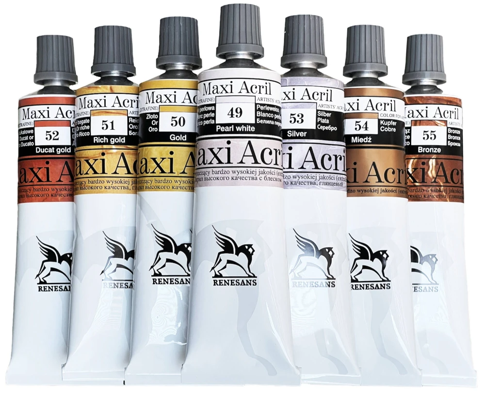 Farby akrylowe metaliczne Maxi Acril 60ml x 7 kolorów #1
