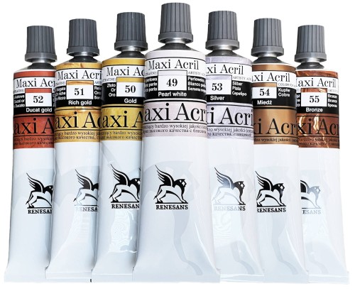 Farby akrylowe metaliczne Maxi Acril 60ml x 7 kolorów #1