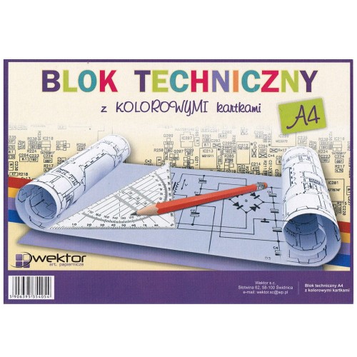 Blok techniczny kolorowy Wektor 160 g - A4, 8 arkuszy #1
