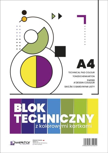 Blok techniczny kolorowy Wektor 160 g - A4, 8 arkuszy #2