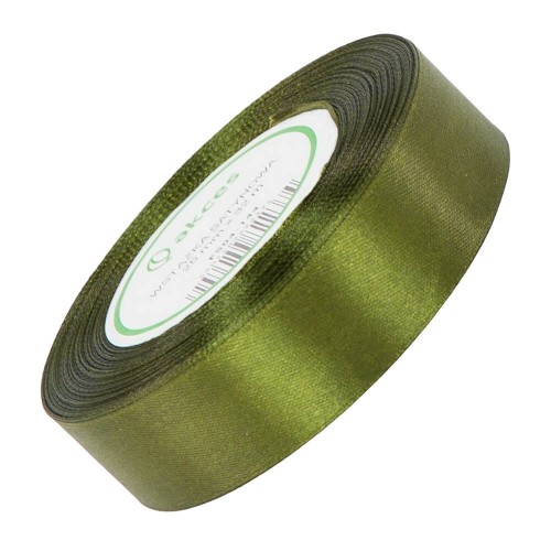 Wstążka satynowa ciemna oliwka 25mm - 32mb #1