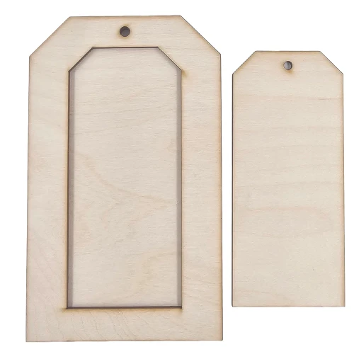 Drewniana ozdoba TAG z ramką 20cm - 3 elementy #2