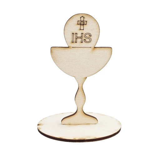 Drewniana ozdoba kielich stojący Pierwsza Komunia 10cm #1